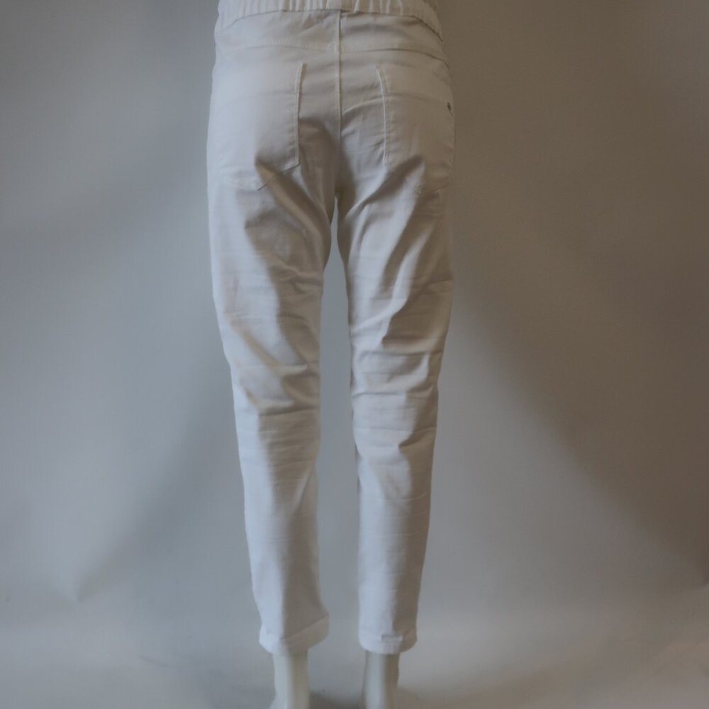 Womens Bevy Flog White (Item- 908) Elastic Waist Drawstring Pull-On Pants 30 - Picture 6 of 8